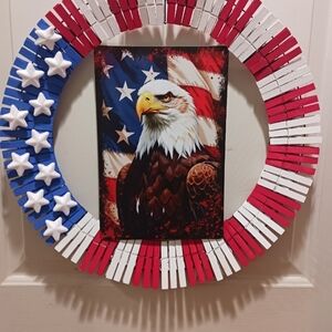 Patriotic Eagle Wall Art with Red, White, and Blue Accents